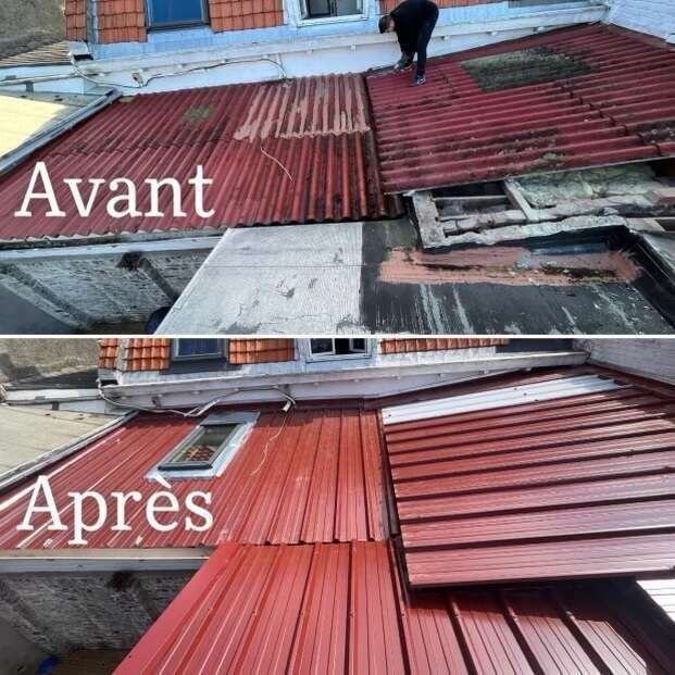 Avant / après — toiture bac acier — MS Couverture.Pro